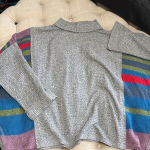 We The Free Heather Gray Turtleneck with Colorful Stripes